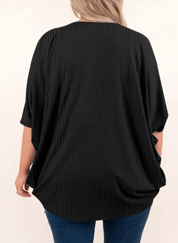 Eytino Womens Plus Size Kimono Cardigan Long Sleeve Ruched Cover Up Loose Casual Blouse Tops,5X Green