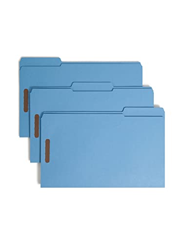 Smead Fastener File Folder, 2 Fasteners, Reinforced 1/3-Cut Tab, Legal Size, Blue, 50 per Box (17040)