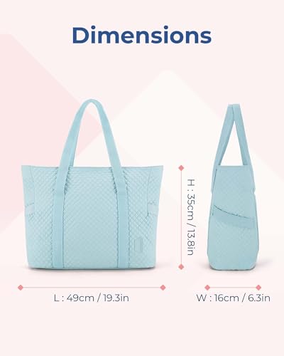 BAGSMART Large Tote Bag For Women, Travel Shoulder Bag Top Handle Handbag with Yoga Mat Buckle for Gym, Work, Travel (Baby Blue, Large)