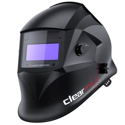 ARCCAPTAIN True Color Welding Helmet, 4 Arc Sensor Auto Darkening Welding Hood, Solar Powered Welding Mask, 1/1/1/1 Top Optical Clarity Welder Helmet, Wide Shade 4/9-13 for TIG MIG ARC