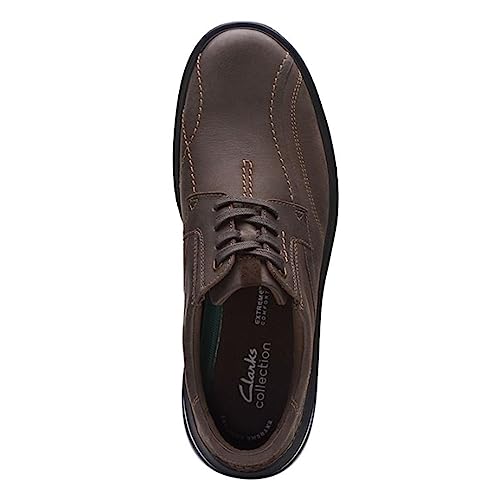 Clarks Men's Gessler Lace Oxford, Dark Tan Leather, 9.5