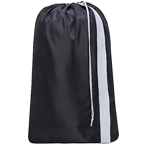 HOMEST XL Nylon Laundry Bag with Strap, Large Dirty Clothes Organizer, Easy Fit a Laundry Hamper or Basket, Can Carry Up to 4 Loads of Laundry, Black