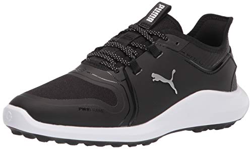 PUMA Men's Ignite Fasten8 Golf Shoe, Black Silver White, 9.5 Wide