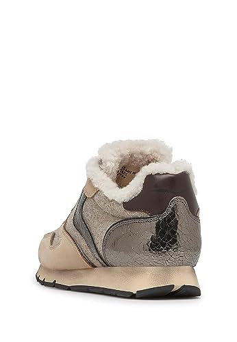VOILE BLANCHE Women's Julia Shearling Trainers, Beige/Black, 5 Medium US