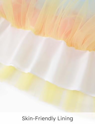 PATPAT Toddler Little Girls Dresses Short Sleeve Princess Tulle Skirt Birthday Party Cake Tutu Dress for Girls, Celebration White, 2 Years