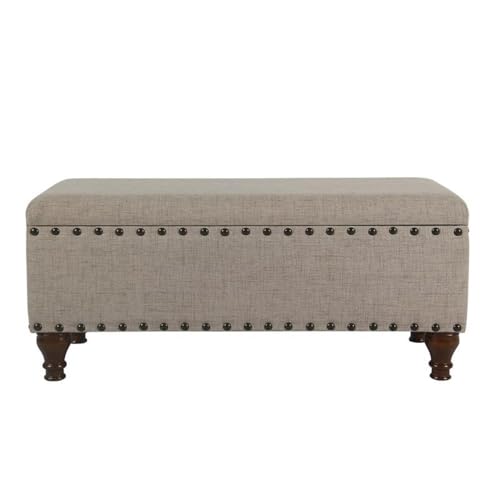 HomePop Large Storage Bench with Nailhead Trim - Tan