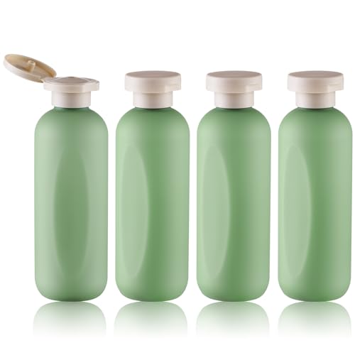 owlyee 6.7oz Travel Shampoo Bottle, Empty Plastic Squeeze Bottles with Flip Cap, 4PCS Lotion Container for Toiletries (200ml,Clear)