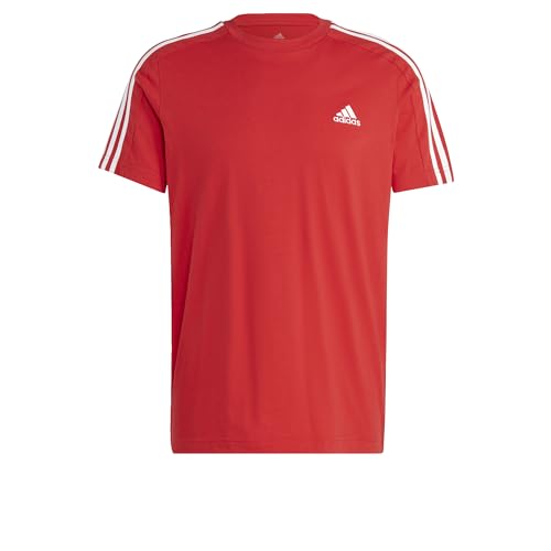 adidas Men's Essentials Single Jersey 3-Stripes T-Shirt, White/Shadow Violet, X-Large