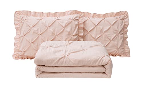 Chezmoi Collection Sinclair 2-Piece Ruffle Skirt Bedspread Set - French Country Chic Farmhouse - Twin, Blush