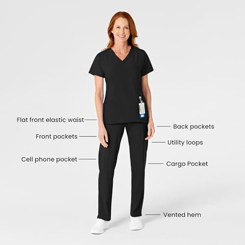 WonderWink W123 Women’s Flat-Front Double Cargo Pant — Galaxy Blue, 1X Tall