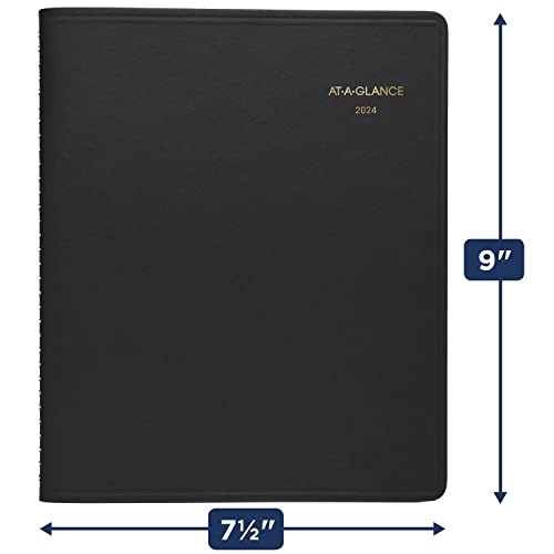 AT-A-GLANCE 2024 Monthly Planner, 7" x 8-3/4", Medium, Black (701200524)