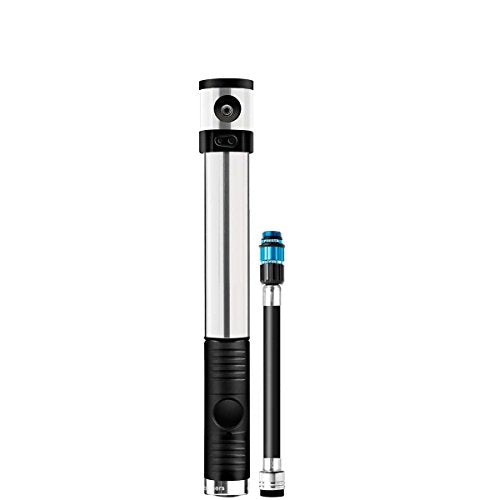 Klic Hand Pump w/Gauge - High Volume/High Pressure, Co2, Portable, Lightweight Bike Hand Pump for Presta and Schrader Valve,Silver