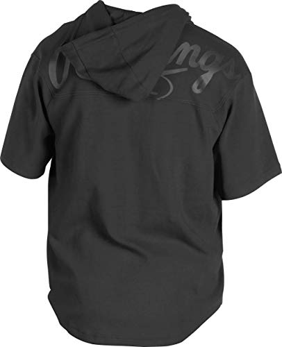 Rawlings Gold Collection Adult 1/4 Zip Short Sleeve Batting Practice Hooded Jacket, Black, Small