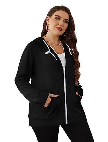 Saloogoe Zip Up Hoodie Women Lightweight Sweaters Zipper Jacket Tops M