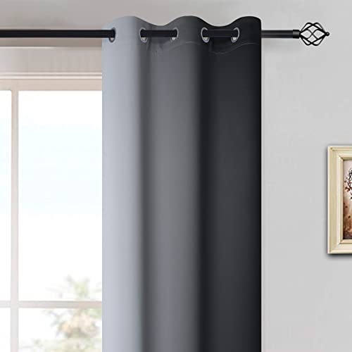 Yakamok Room Darkening Ombre Curtains 84 Inch Length, Black and Greyish White Thermal Insulated Gradient Color Curtains,Light Blocking Grommet Window Drapes for Bedroom,62 Inch Width,2 Panels