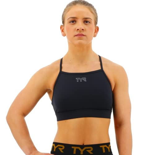 TYR Women's Standard High Neck Performance Sports Bra, Black, X-Small