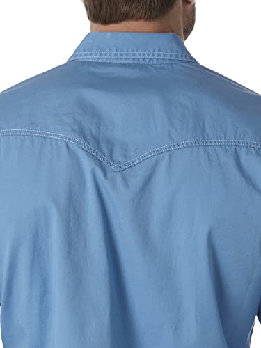 Wrangler Men's Big Retro Two Pocket Long Sleeve Snap Shirt, Blue, 3X Tall