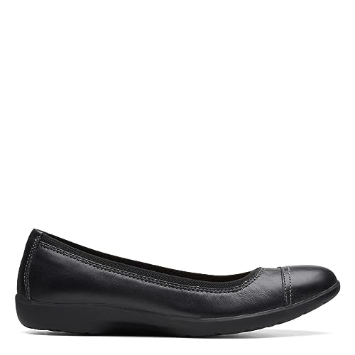 Clarks Women's Meadow Opal Ballet Flat, Black Leather, 8