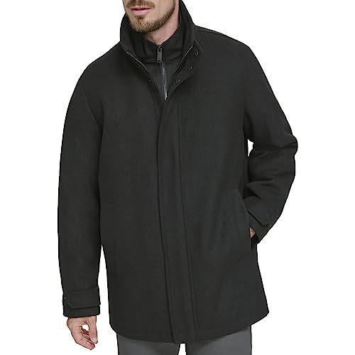 Dockers Men's Wool Melton Two Pocket Full Length Duffle Coat, Black