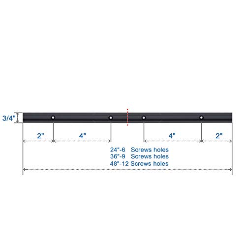 Hot Favorable Aluminum 24" T-Track for Woodworking –Double Cut Profile Universal with Predrilled Mounting Holes -Woodworking and Clamps-Fine Sandblast Black Anodized 1PK