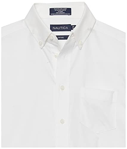 Nautica boys School Uniform Short Sleeve Performance Oxford Button-down Button Down Shirt, Navy, 10 12 US