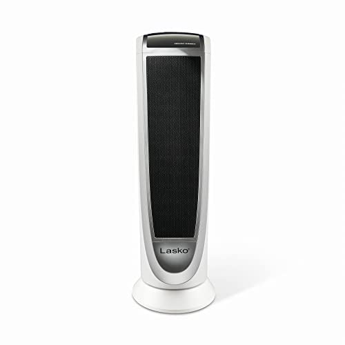 Lasko Oscillating Digital Ceramic Tower Heater for Home with Overheat Protection, Timer and Remote Control, 22.75 Inches, 1500W, White, 5165, Medium