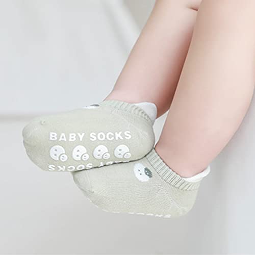 Baby Non-skid Socks with Grips Toddler Newborn Infant Non Slip Socks Anti-Slip Unisex Boy Girl Ankle Floor Socks (S(0-12 Months), Boy)