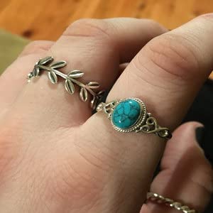 Turquoise Stone Ring 925 Sterling Silver Statement Ring For Women Handmade Rings Gemstone Christmas Promise Ring Size US 11 Gift For Her