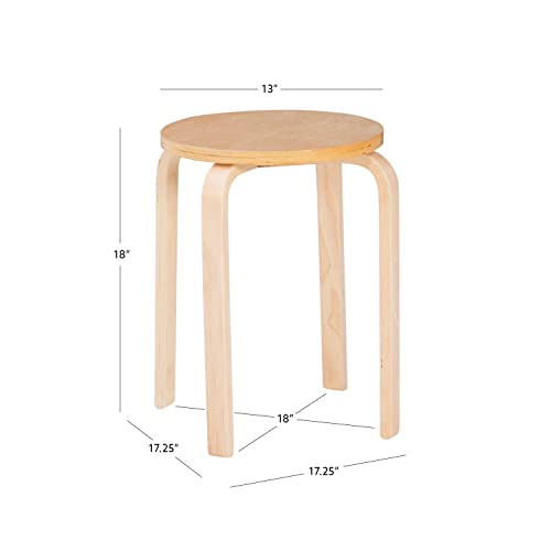 Jenna Natural Round 17.75" Stacking Stool, Set of 4 by Linon