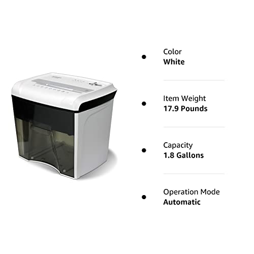 Aurora AU1285MD Compact Desktop-Style High Security 12-Sheet Micro-Cut Paper and CD/Credit Card/Junk Mail Pullout Basket Shredder, White/Black