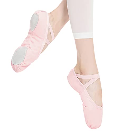 Stelle Ballet Shoes for Girls Women Canvas Ballet Slippers Dance Ballerina Shoes for Toddler/Little Kid/Big Kid/Women(2ML,White)