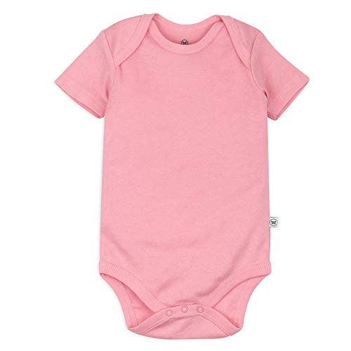 Honestbaby Organic Cotton Short Sleeve Bodysuits Multi Pack, 5 Pack Rose Blossom, 24 Months