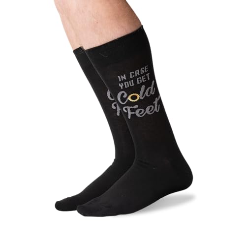 Hot Sox Men's Wedding Bliss Novelty Casual Crew Socks, cold Feet (black), Shoe Size: 10-13