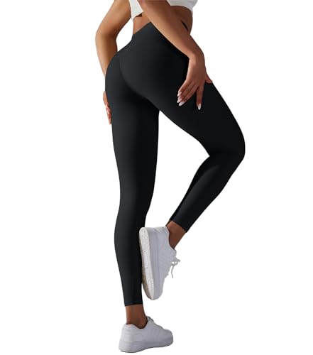 Orolay Women's High Waisted Leggings - Naked Feeling 7/8 Tights Buttery Soft Yoga Running Workout Pants Black X-Small