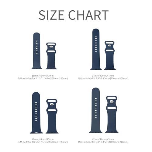 GINNARY Sport Bands Compatible with Apple Watch Band 38mm/40mm/41mm/42mm/44mm/45mm/49mm Women Men,Soft Silicone Strap Compatible with iWatch Ultra2/Ultra Series9/8/7/6/5/4/3/2/1/SE Starlight
