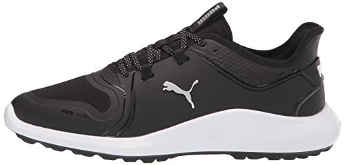 PUMA Men's Ignite Fasten8 Golf Shoe, Black Silver White, 9.5 Wide