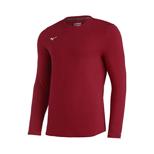 Mizuno Youth Comp Diamond Long sleeve Crew, Cardinal, Medium