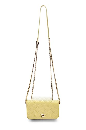 Chanel, Pre-Loved Yellow & White Quilted Lambskin Side Packs Bag, Multi