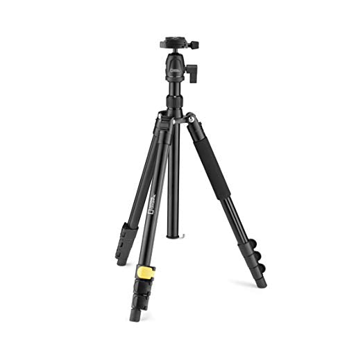 NATIONAL GEOGRAPHIC Phototripod Kit Small, with Carrying Bag, 3-Way Head, Quick Release, 4-Section Legs Lever Locks, Mid-Level Spreader, Load up 1kg, Aluminium, for Canon, Nikon, Sony, NGHPMIDI