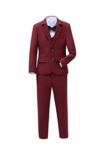 Yanlu Boys Black Formal Suit Kids Tuxedo Ring Bearer Outfit Slim Fit Dresswear Teen Youth Graduation Suit with Blazer Vest Pants Shirt Tie Suit Size 20