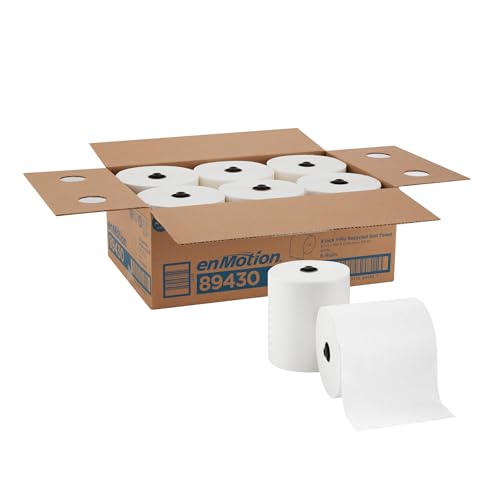 Georgia-Pacific enMotion 8" Recycled Paper Towel Rolls By GP PRO, White, 700 Feet Per Roll, 6 Bulk Paper Towel Rolls Per Case, 89430