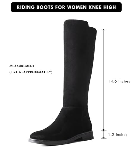 Shoe'N Tale Women's Knee High Boots Flat Low Heel Stretchy Round Toe with Side Zipper(6.5,Nude Knit)