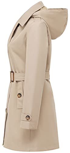 Chrisuno Trench Coat Women Women's Trenchcoat Double Breasted Water Resistant Classic Peacoat with Belt Black Padding Lined S
