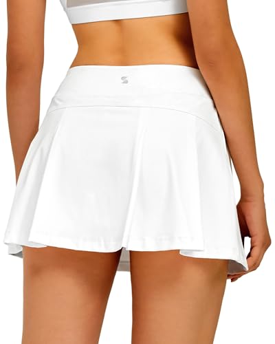 Stelle Women Tennis Skirt Golf Skorts Athletic High Waisted with Pockets Inner Shorts Sport Workout Pickleball(Pastel Terrazzo-2,XS)