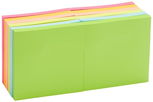 Amazon Basics Square Sticky Notes, 3 x 3-Inch, Assorted Colors, 12-Pack