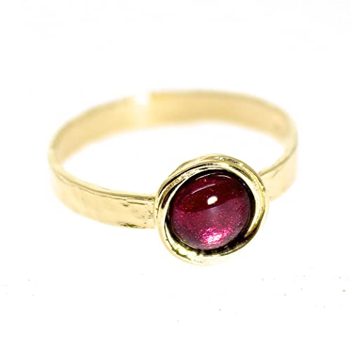 Garnet ring, Garnet gold ring, Red stone ring, 14k gold plating stone ring band, Stacking stone ring, Small stone gold ring (garnet, 9)