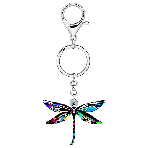 LONYOO Acrylic Dragonfly Keychain Car Key Backpack Keyring Dragonfly Gifts for Women Girls Spring Summer Charms (Blue)