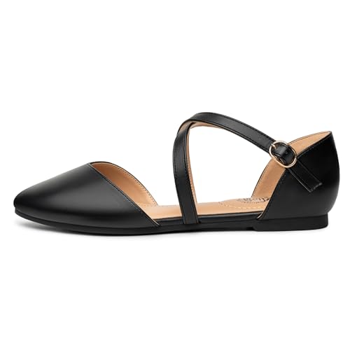 Trary Nude Flats Shoes for Women, Wedding Flats, Nude Flats for Women, Flats for Women Dressy Comfortable, Pointed Toe Dress Flats for Women,Ankle Strap Wide Ballet Flat for Women Wedding-Nude Size 11