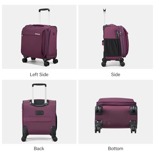 Hanke 16 Inch Underseat Carry On Luggage with Wheels Small Suitcase Softside Luggage Bags for Travel Lightweight Suitcases with Wheels Travel Luggage Personal Item for Men and Women.(Purple)