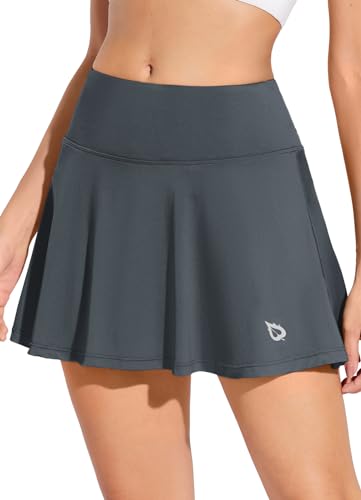 baleaf Pleated Tennis Skirts for Women Skorts for Woman Golf Skirts with Pockets Athletic Running Workout Sports Grey XS